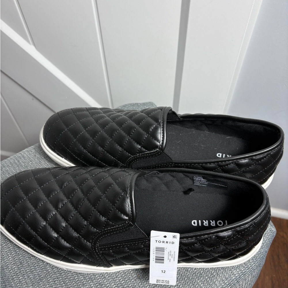 Torrid Black Quilted Slip-On Shoes Size 12WW